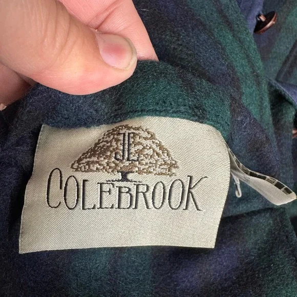 Colebrook Mens Reversible Barn Chore Jacket Navy Blue Green Plaid Wool Small